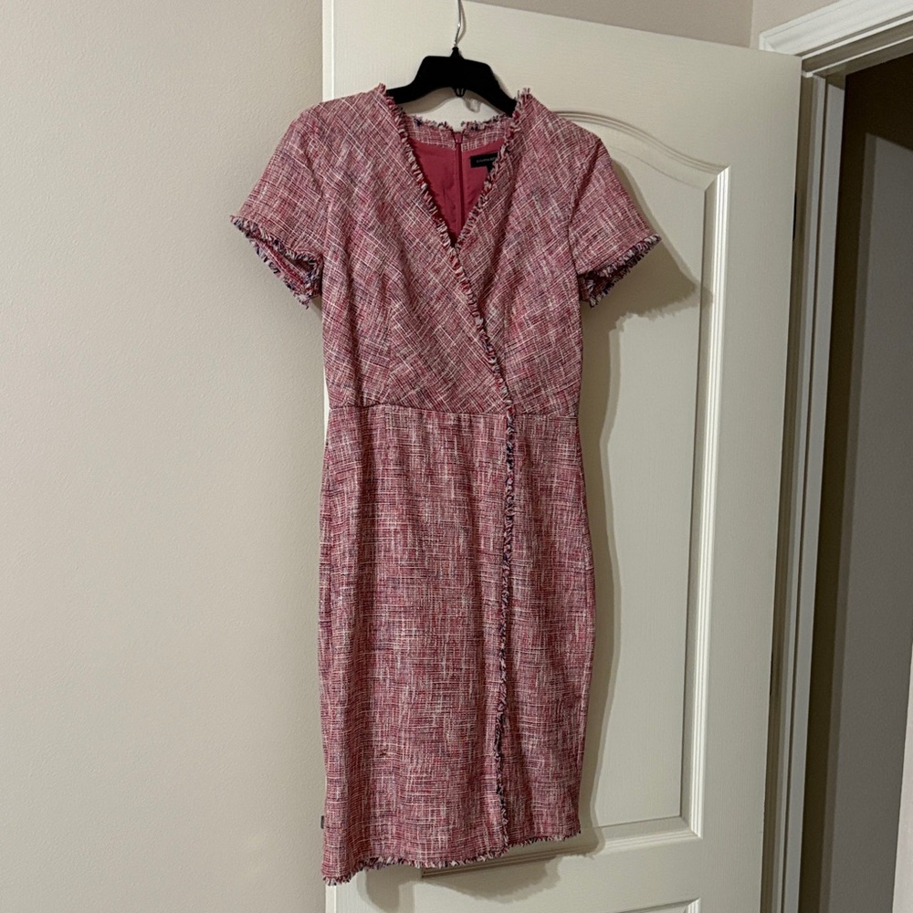 Banana Republic Pink Tweed Midi Dress